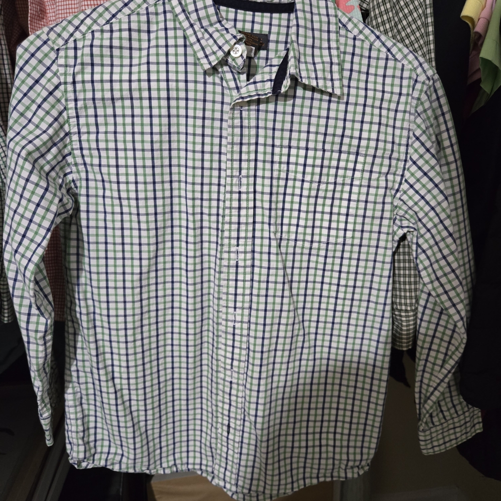 Cherokee Boy's Green and Blue Plaid Shirt
